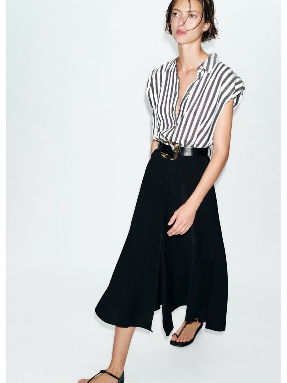 Zara Combined Stripe Midi Dresss